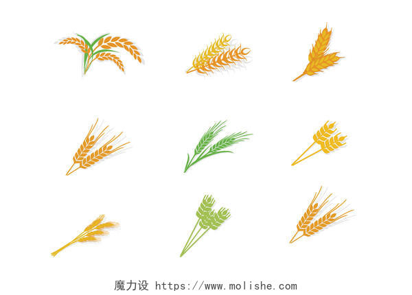 简约黄色小麦稻谷图标矢量素材
